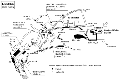 mapa centra Liberce